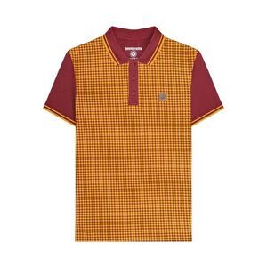 Lambretta Mens Houndstooth Polo Shirt / Burgundy/Gold